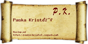 Paska Kristóf névjegykártya